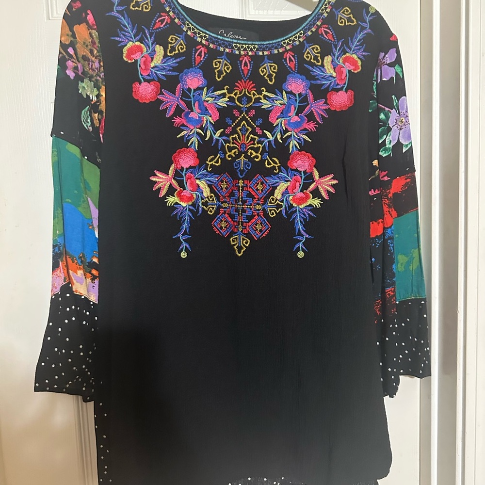 Colorful Embroidered Women's Blouse